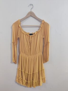 OTS Mustard Yellow Tiered Women's Dress